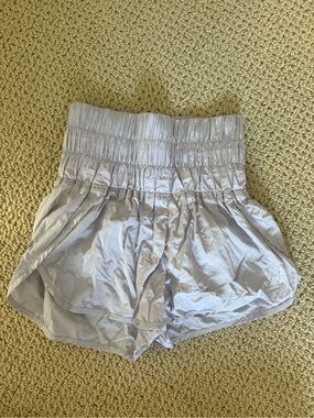 FP Movement by Free People High-Waist Smocked Shorts in Light Lavender
